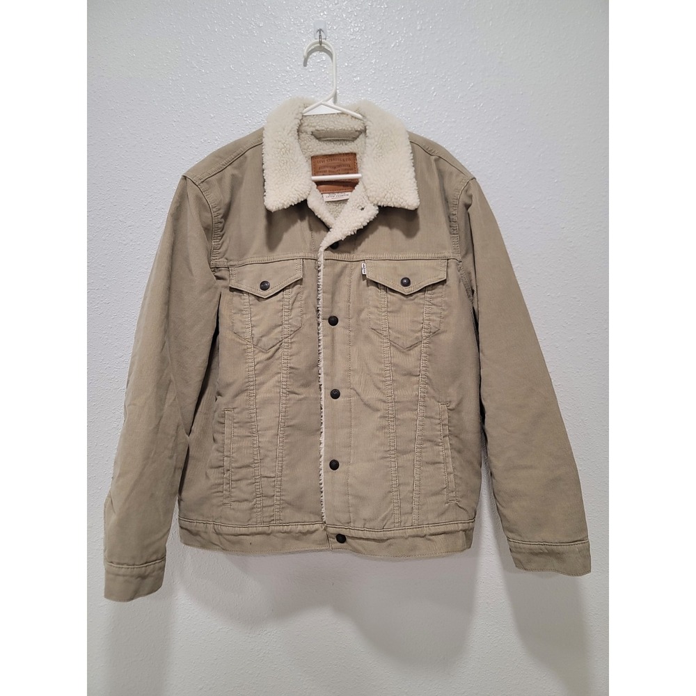 Corduroy levi premium jacket beige sherpa lined XL excellent shape